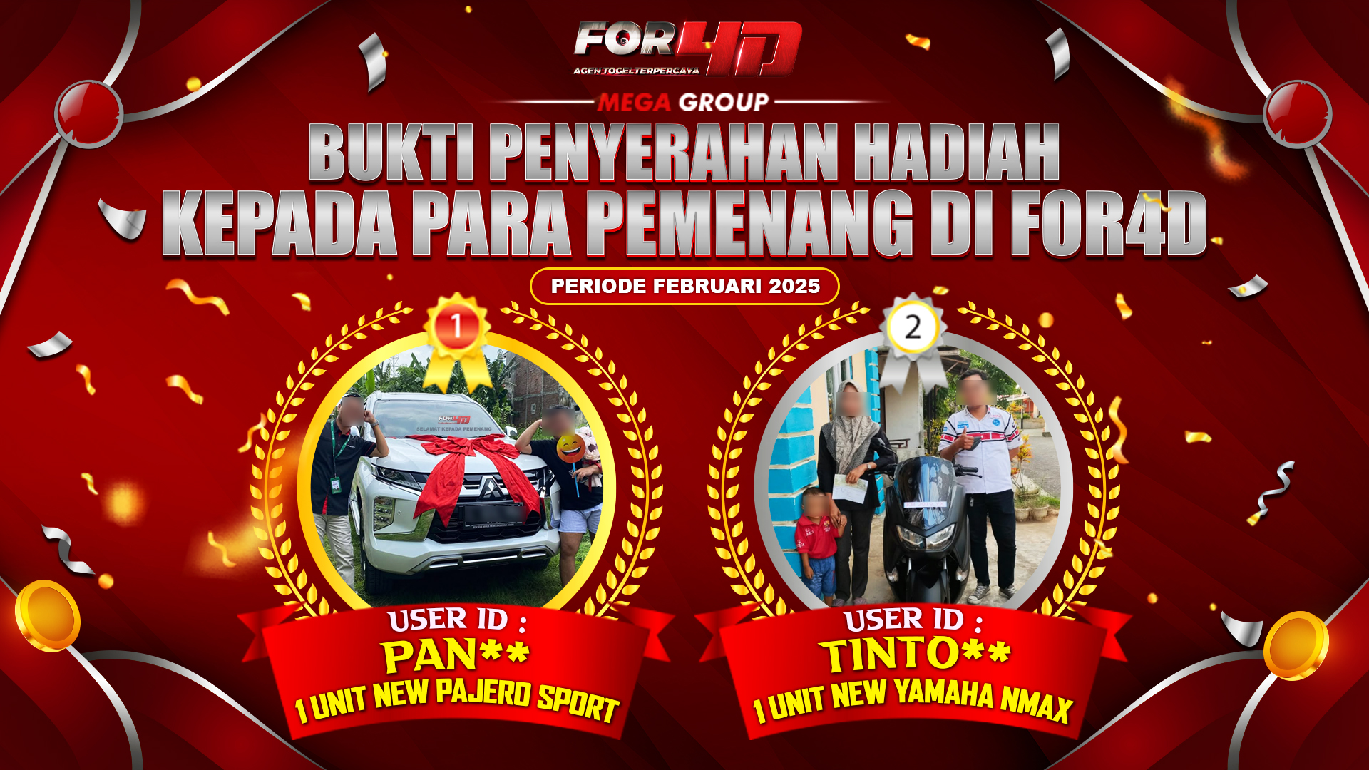 Selamat Kepada Member Setia FOR4D Sudah Memenangkan Satu Unit Mobil Pajero Sport